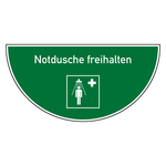 T&uuml;r-Bodenmarkierung Rettungszeichen Notdusche freihalten Folie selbstklebend R9 900 x 450 mm Einzeletikett