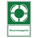 Rettungszeichen Wasser-Rettungsausrüstung Kombischild Folie 200 x 300 mm Einzeletikett