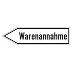 Wegweiser "Warenannahme" linksweisend Aluminium Verbundplatte 3 mm wei&szlig; 1000 x 250 mm Einzelst&uuml;ck