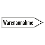 Wegweiser "Warenannahme" rechtsweisend Aluminium Verbundplatte 3 mm wei&szlig; 600 x 150 mm Einzelst&uuml;ck