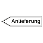 Wegweiser "Anlieferung" linksweisend Folie wei&szlig; 800 x 200 mm Einzeletikett