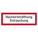 Feuerwehrzeichen Nachströmöffnung Entrauchung DIN 4066 Folie 210 x 74 mm Einzeletikett
