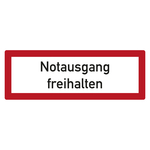 Feuerwehrzeichen Notausgang freihalten DIN 4066 Folie 297 x 105 mm Einzeletikett