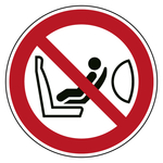 Verbotszeichen Kindersitz installieren verboten DIN EN ISO 7010 P074 Folie Ø 12,5 mm 20 Stück/Bogen