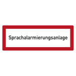 Feuerwehrzeichen Sprachalarmierungsanlage DIN 4066 Folie 420 x 148 mm Einzeletikett