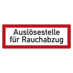 Feuerwehrzeichen Auslösestelle für Rauchabzug DIN 4066 Kunststoff 297 x 105 mm Einzelschild