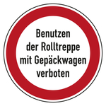 Bodenaufkleber Verbotszeichen Benutzen der Rolltreppe mit Gepäckwagen verboten