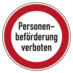 Bodenaufkleber Verbotszeichen Personenbeförderung verboten Folie selbstklebend R9 Ø 600 mm Einzeletikett