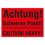 Paketaufkleber Achtung Schweres Paket Caution Heavy Rot