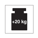 Paketaufkleber Schweres Paket +20 kg Wei&szlig; Folie 20 x 20 mm 100 St&uuml;ck/Rolle