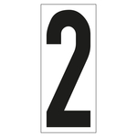 Bodenmarkierung Zahl 2 Folie selbstklebend R9 wei&szlig;/schwarz 107 x 250 mm Einzeletikett