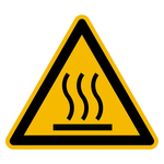 Warnzeichen Warnung vor heißer Oberfläche DIN EN ISO 7010 W017 Folie SL 20 mm 12 Stück/Bogen