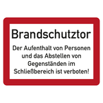 Feuerwehrzeichen Brandschutztor DIN 4066 Folie 210 x 148 mm Einzeletikett