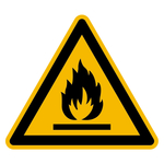 Warnzeichen Warnung vor feuergef&auml;hrlichen Stoffen DIN EN ISO 7010 W021 Folie SL 20 mm 12 St&uuml;ck/Bogen