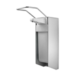 TEMDEX Desinfektionsmittel- & Seifen-Spender mit Armhebel - 1.000 ml, grau, Aluminium
