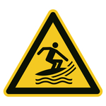 Warnzeichen Warnung vor Surf-Sportgebiet DIN EN ISO 7010 W046
