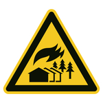 Warnzeichen Warnung vor großflächigem Brandgebiet DIN EN ISO 7010 W073 Folie SL 300 mm Einzeletikett