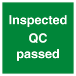 Qualitätskennzeichen Inspected QC passed Grün Quadratisch