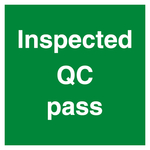Qualitätskennzeichen Inspected QC pass Grün Quadratisch
