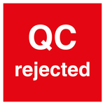 Qualitätskennzeichen QC rejected Rot Quadratisch