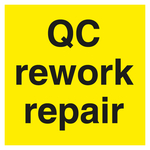 Qualitätskennzeichen QC rework repair Gelb Quadratisch