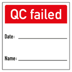 Qualitätskennzeichen QC failed mit Datum und Name Weiß Quadratisch