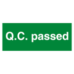 Qualitätskennzeichen Q.C. passed Grün Rechteckig