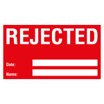 Qualitätskennzeichen Rejected mit Datum und Name Rot Rechteckig