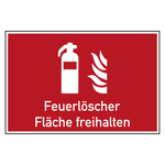Bodenmarkierung Brandschutzzeichen Feuerl&ouml;scher Fl&auml;che freihalten Folie selbstklebend R9 600 x 400 mm Einzeletikett