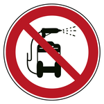 Verbotszeichen Hochdruckreiniger verboten Folie &Oslash; 20 mm 16 St&uuml;ck/Bogen