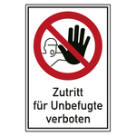 Verbotsschild Zutritt für Unbefugte verboten Kombischild Folie 150 x 200 mm Einzeletikett
