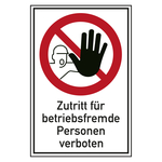 Verbotsschild Zutritt f&uuml;r betriebsfremde Personen verboten Kombischild Kunststoff 150 x 200 mm Einzelschild