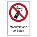 Verbotsschild Mobiltelefone verboten Kombischild Kunststoff 150 x 200 mm Einzelschild