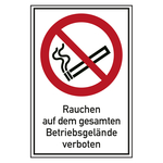 Verbotsschild Rauchen auf dem gesamten Betriebsgel&auml;nde verboten Kombischild Aluminium Verbundplatte 3 mm 300 x 400 mm Einzelschild