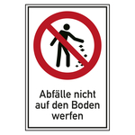 Verbotsschild Abfälle nicht auf den Boden werfen Kombischild