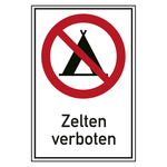 Verbotsschild Zelten verboten Kombischild