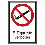 Verbotsschild E-Zigarette verboten Kombischild