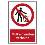 Verbotszeichen Müll einwerfen verboten Kombischild