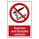Verbotszeichen Rauchen und Dampfen verboten Kombischild