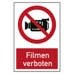 Verbotszeichen Filmen verboten Kombischild