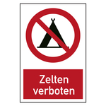 Verbotszeichen Zelten verboten Kombischild