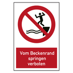 Verbotszeichen Vom Beckenrand springen verboten Kombischild