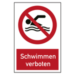 Verbotszeichen Schwimmen verboten Kombischild