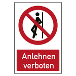 Verbotszeichen Anlehnen verboten Kombischild