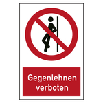 Verbotszeichen Gegenlehnen verboten Kombischild