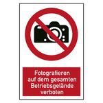 Verbotszeichen Fotografieren auf dem gesamten Betriebsgelände verboten Kombischild