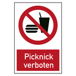 Verbotszeichen Picknick verboten Kombischild