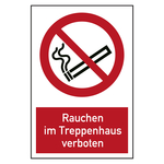 Verbotszeichen Rauchen im Treppenhaus verboten Kombischild