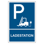 Bodenmarkierung Ladestation Flurf&ouml;rderzeuge Folie selbstklebend R9 blau 200 x 300 mm Einzeletikett