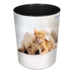 LÄUFER Papierkorb Hund und Katze - 13 L, Ø 30cm rund